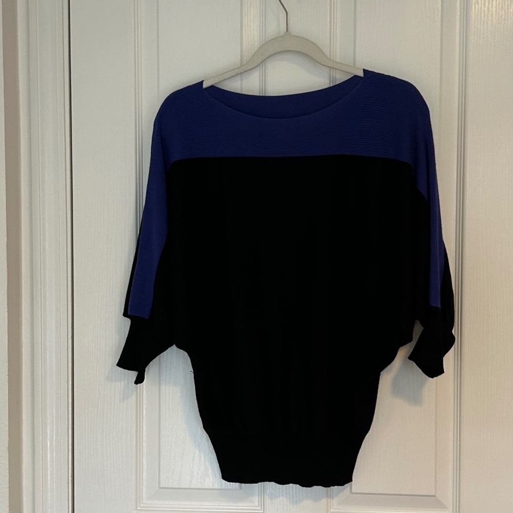Black and royal blue sweater dolman sleeves, Sz Sm